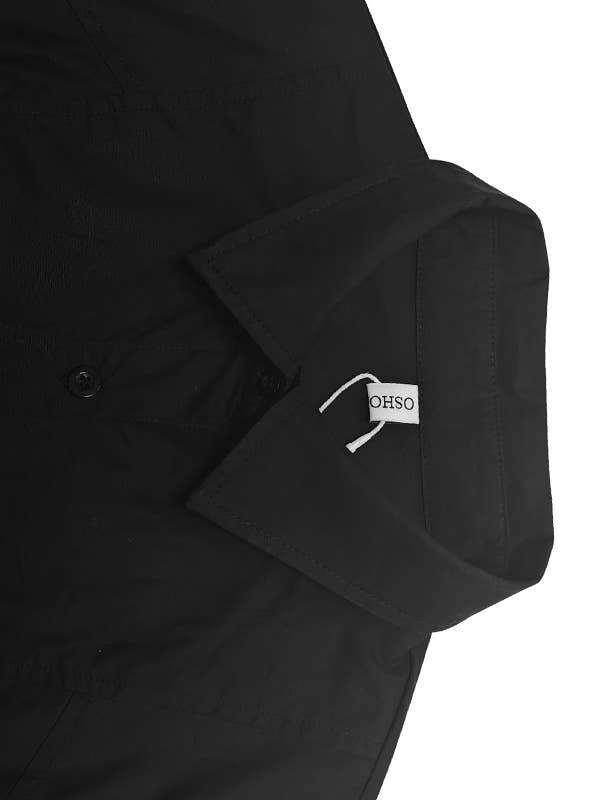 Blouses et chemises à manches longues, boutonnées, couleur unie, col à revers: NOIR / XL