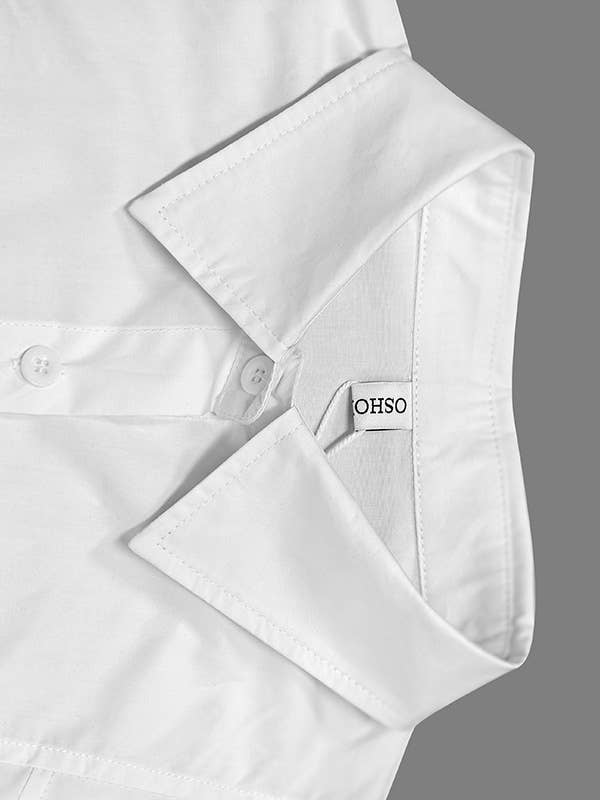 Blouses et chemises à manches longues, boutonnées, couleur unie, col à revers: NOIR / XL