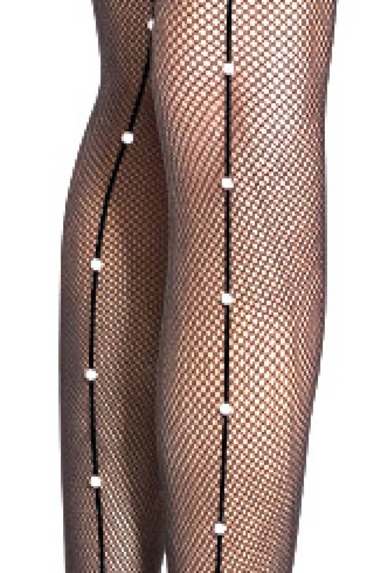 Collant Résille Fin Couture et Strass / SR3936: Noir / Taille unique