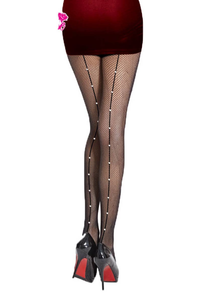 Collant Résille Fin Couture et Strass / SR3936: Noir / Taille unique