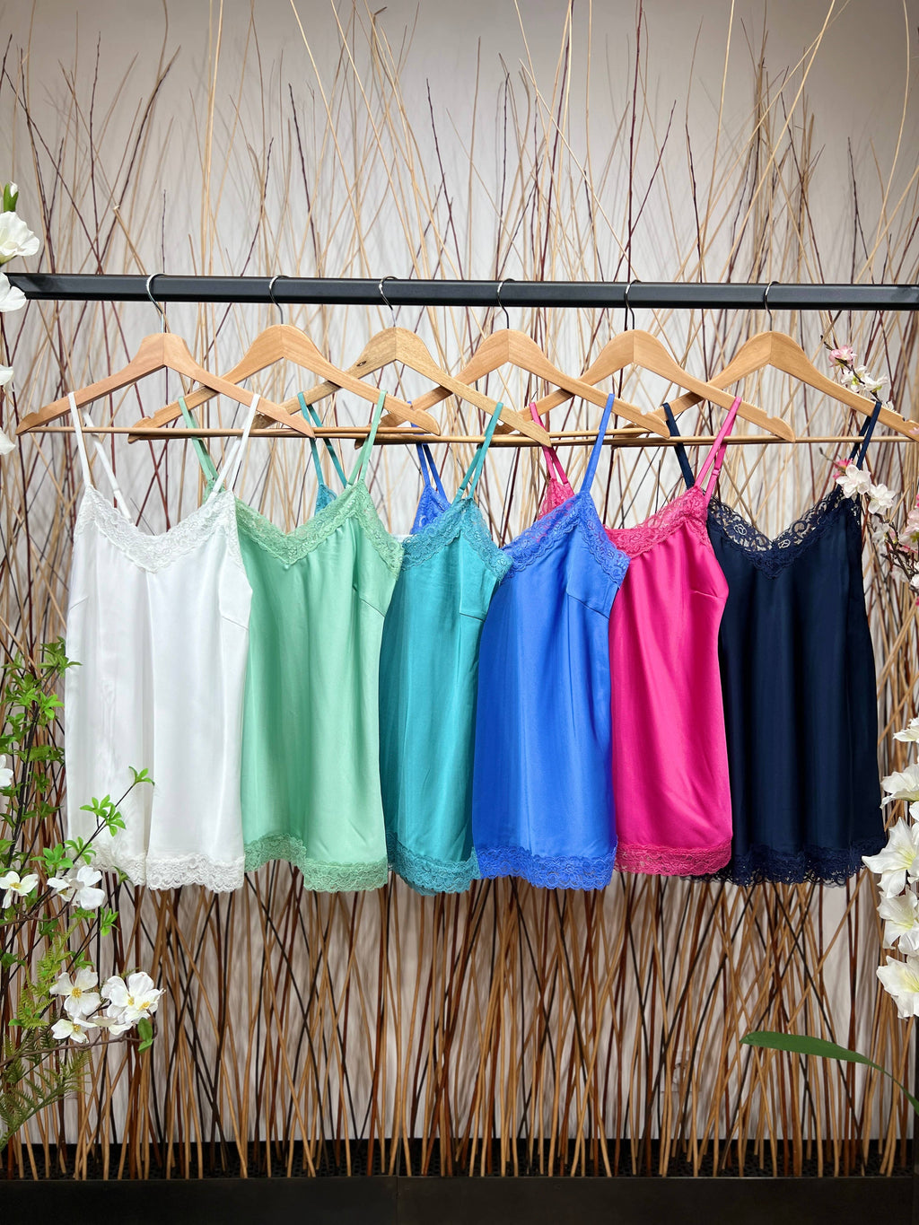 Débardeur Dentelles Satiné Bretelle Ajustable Dos Élastique: Vert Aqua