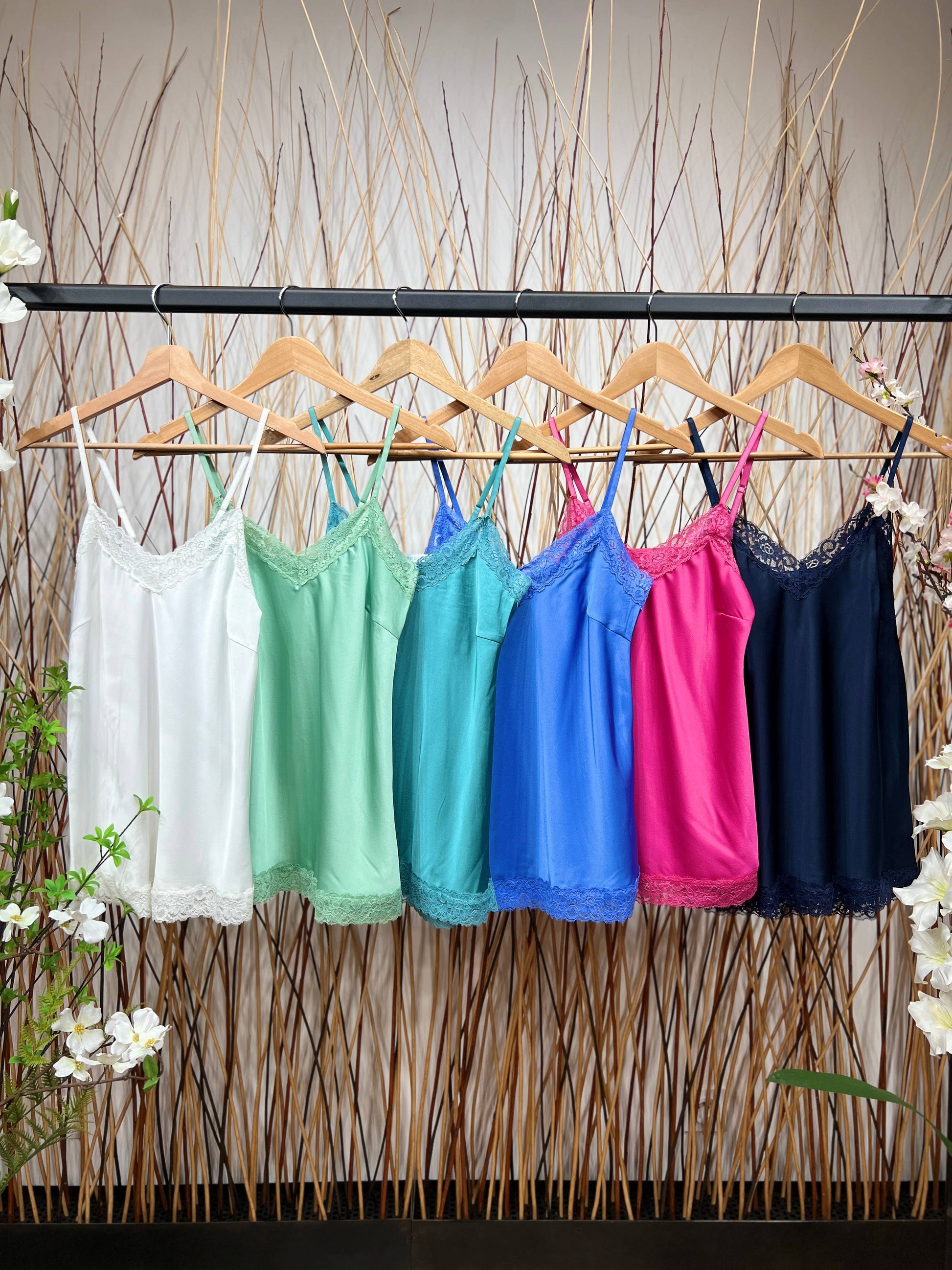 Débardeur Dentelles Satiné Bretelle Ajustable Dos Élastique: Vert Aqua