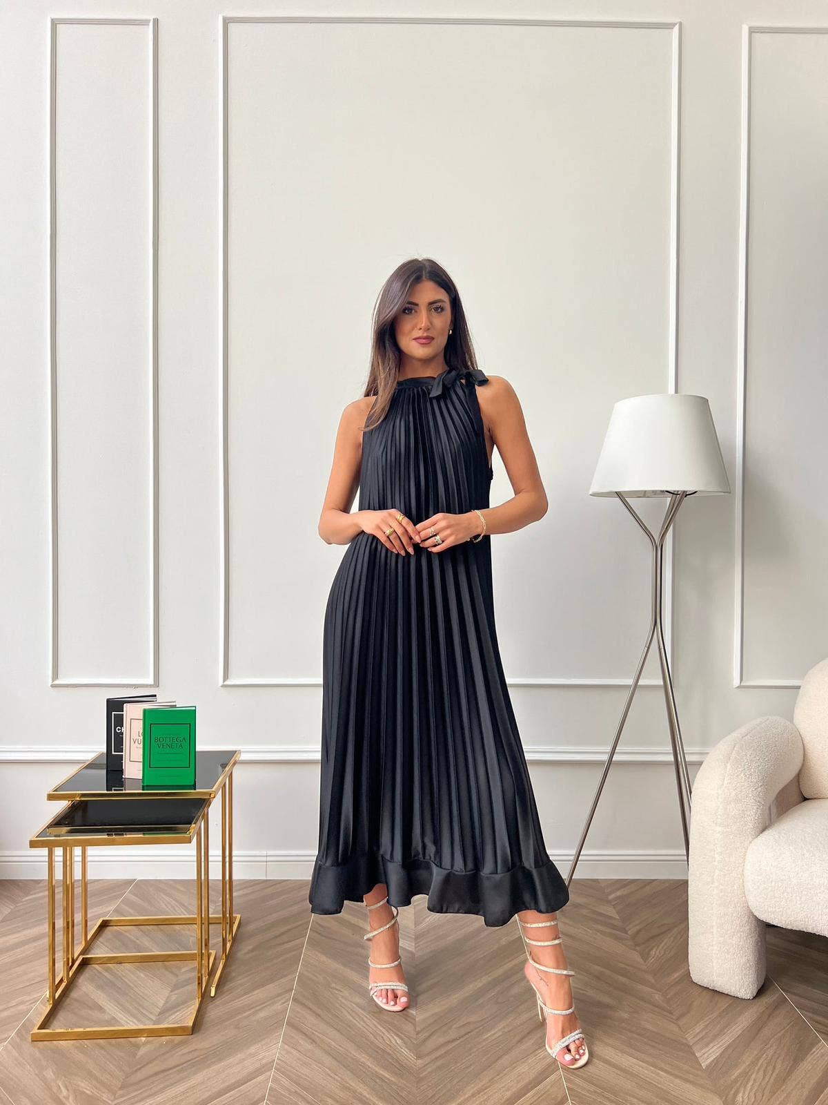 Robe longue plissée: Kaki / Taille unique