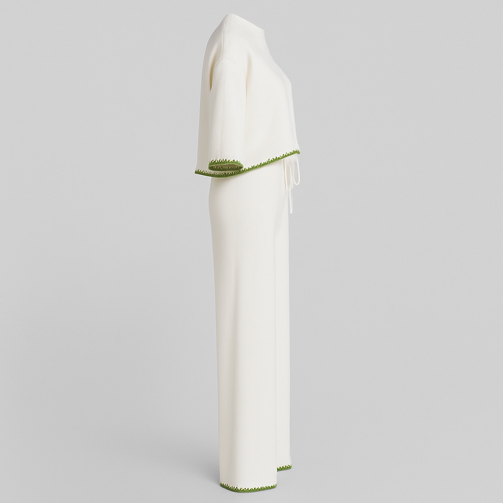 Ensemble Chic en Deux Pièces Blanc et Vert