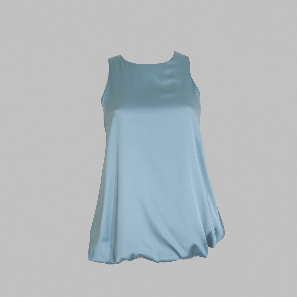 Robe effet boule Bleu Satiné
