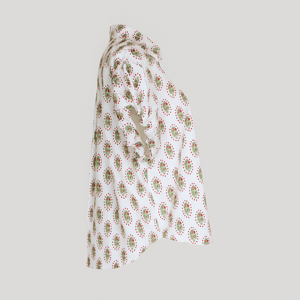 Chemise ample en coton à motif cachemire rose