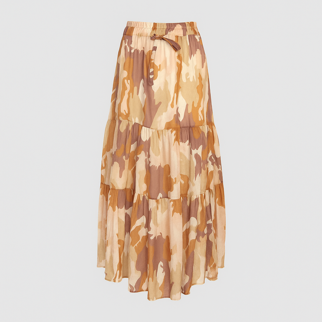Jupe Longue Bohème Camouflage Beige et Marron