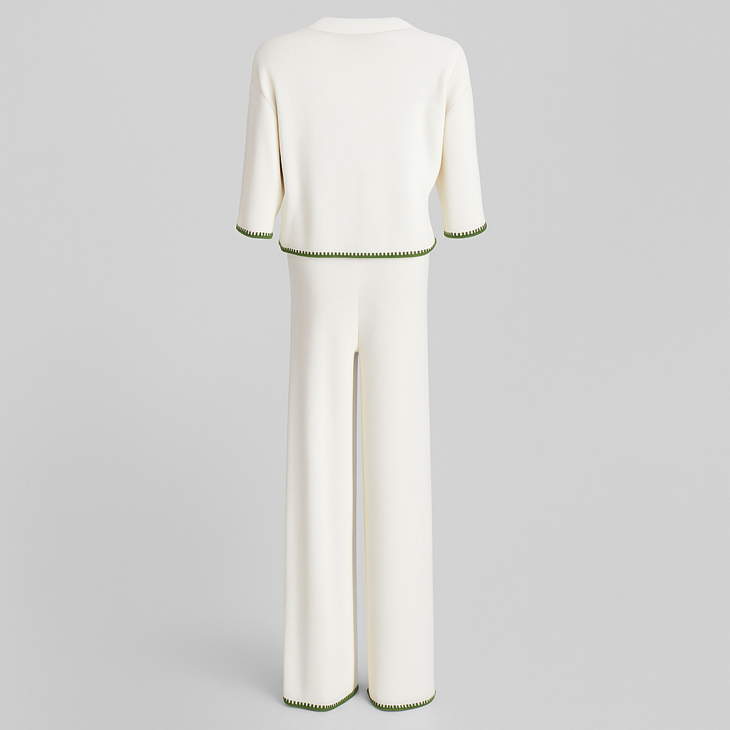 Ensemble Chic en Deux Pièces Blanc et Vert