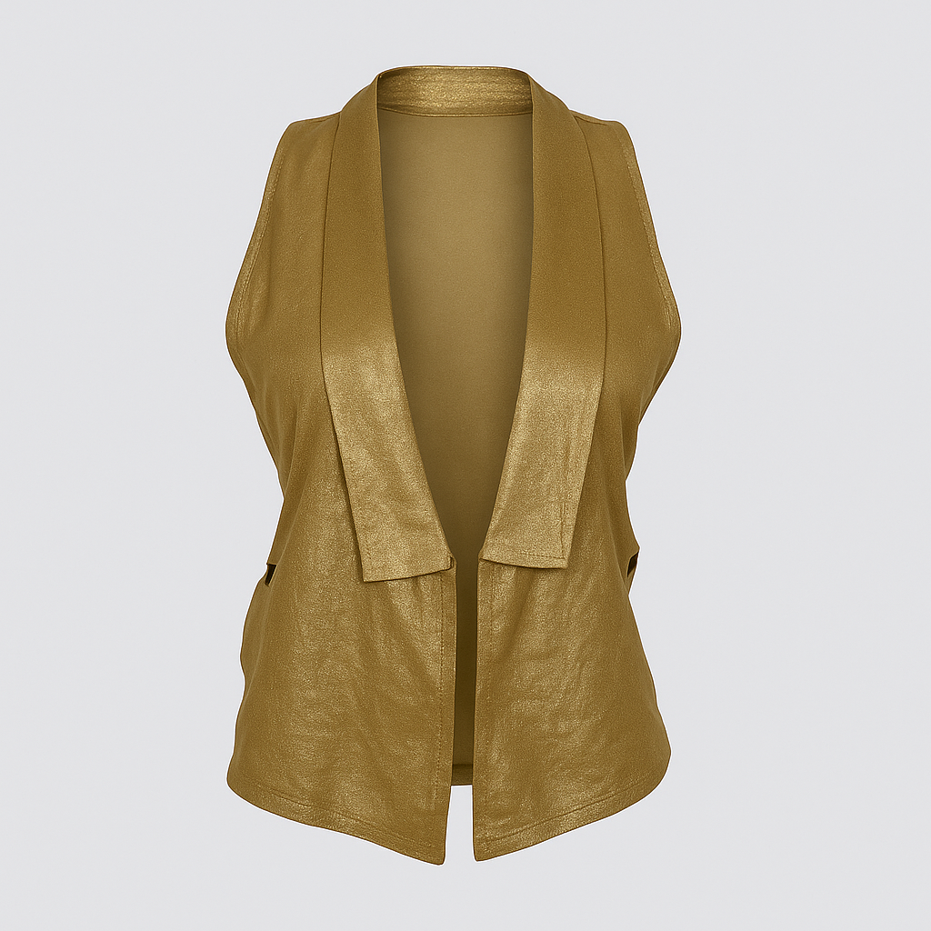 Gilet Sans Manches Doré Métallisé