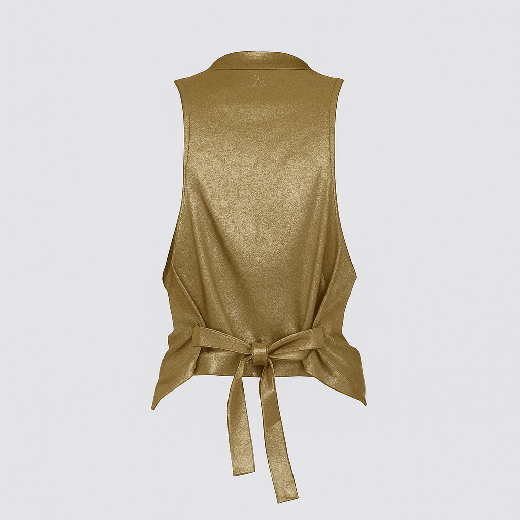 Gilet Sans Manches Doré Métallisé