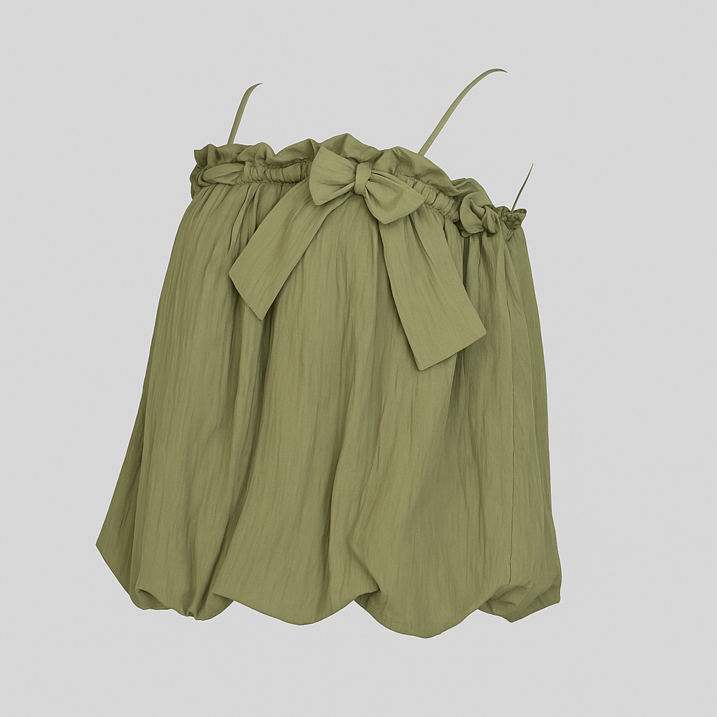 Top Vert Olive à Nœuds et Bretelles