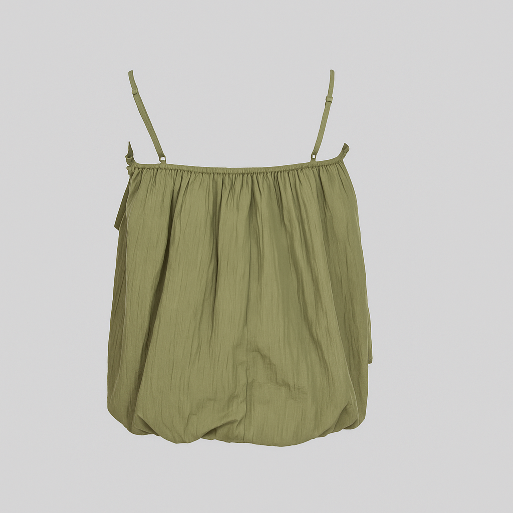 Top Vert Olive à Nœuds et Bretelles