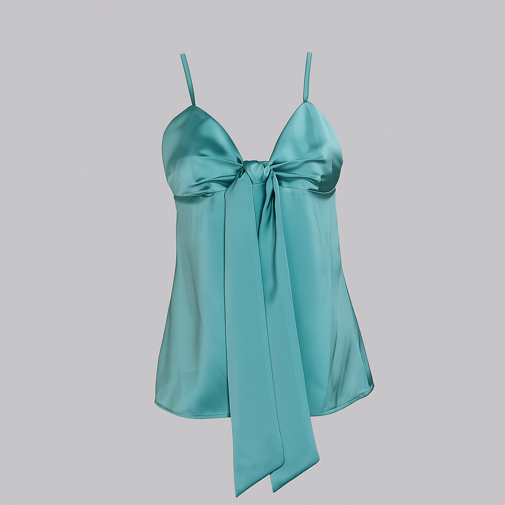 Top à Bretelles Turquoise avec Nœud