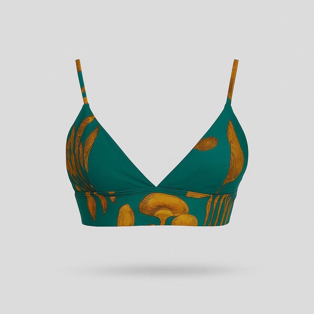 Brassière Tropicale Vert Émeraude à Bretelles Fines – Élégance Naturelle
