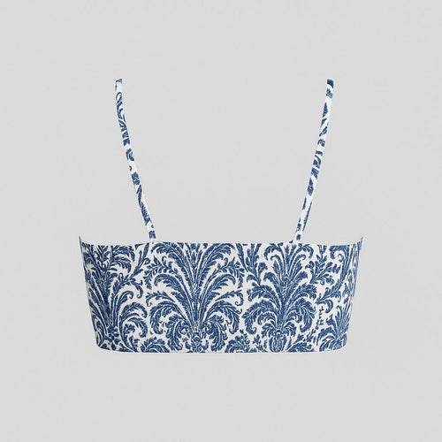 Brassière Nouée à Imprimé Bleu Porcelaine – Esprit Méditerranéen