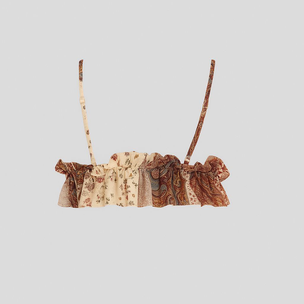 Brassière Bohème à Volants – Imprimé Oriental Multicolore