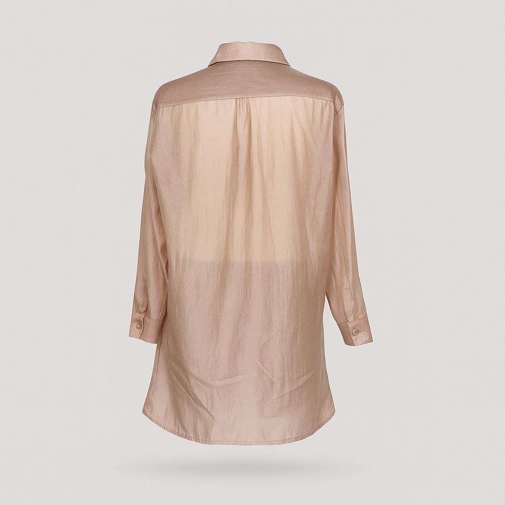 Ensemble Chemise Oversize et Short en Satin Rosé