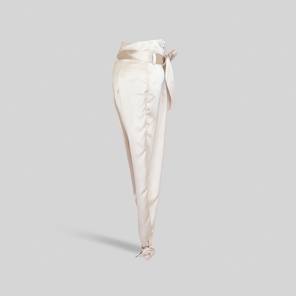 Élégants Pantalons Satinés avec Nœuds