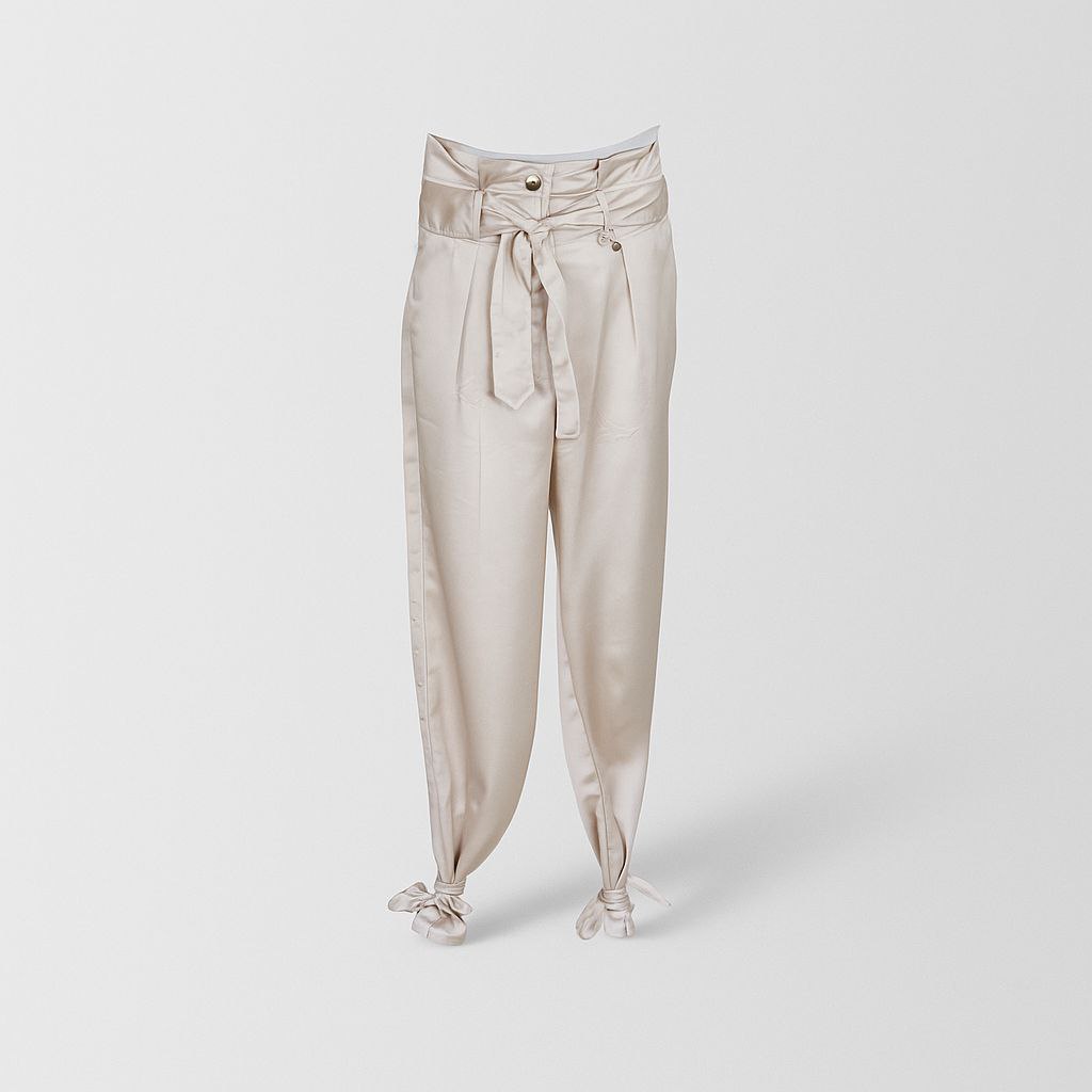 Élégants Pantalons Satinés avec Nœuds