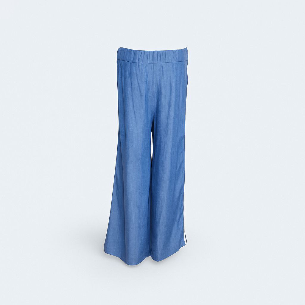 Pantalon Bleu à Rayures Latérales