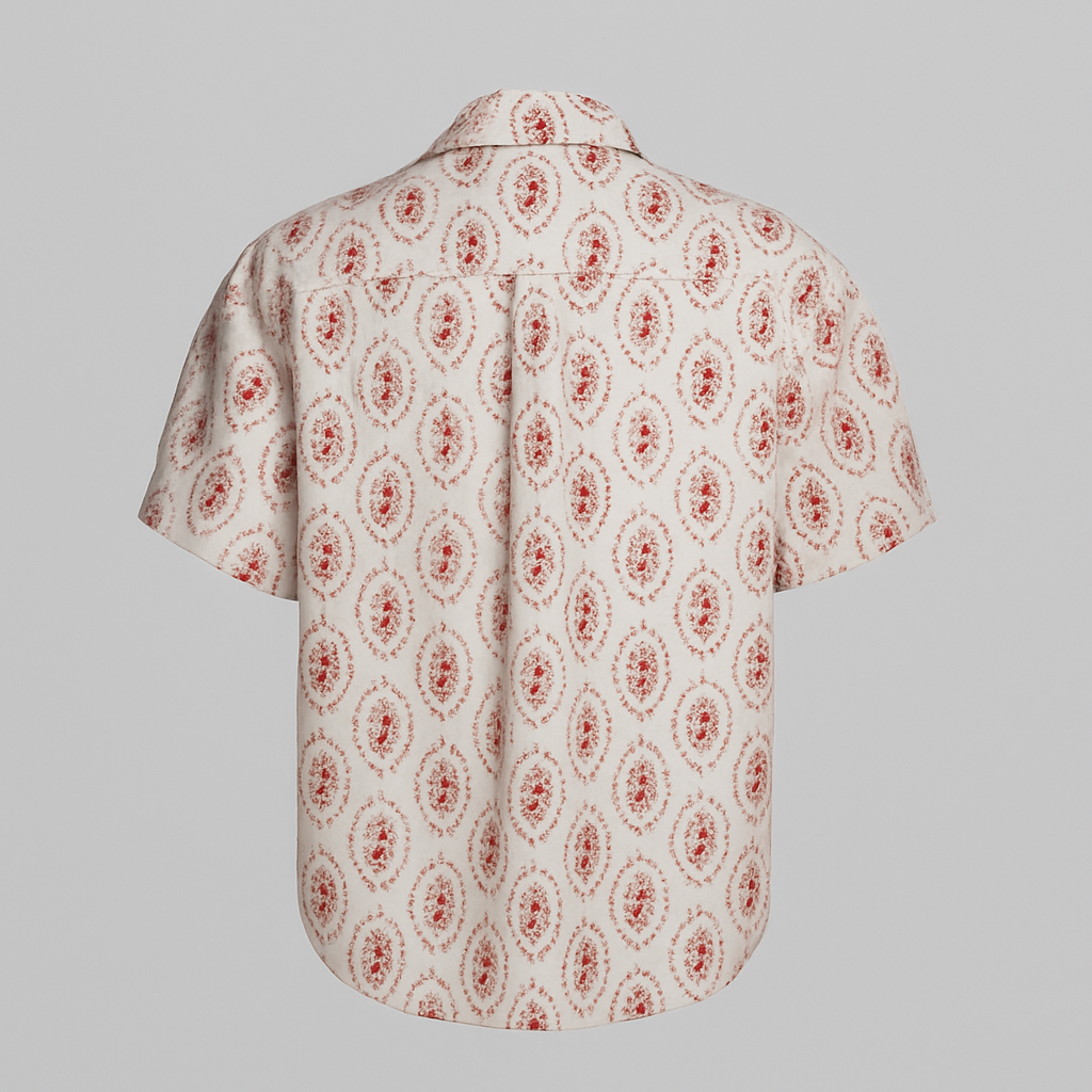 Chemise ample à manches courtes avec motif floral traditionnel