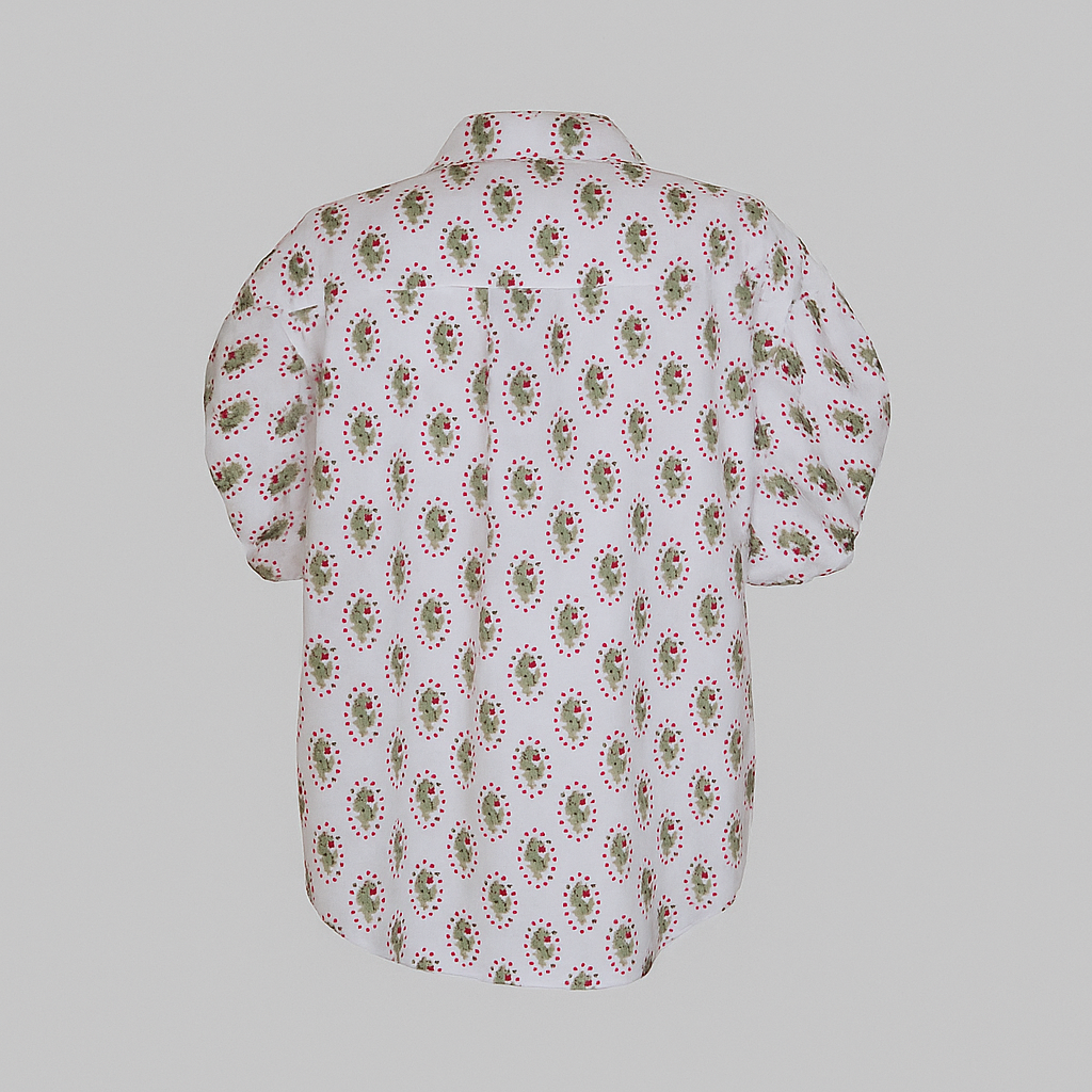 Chemise ample en coton à motif cachemire rose