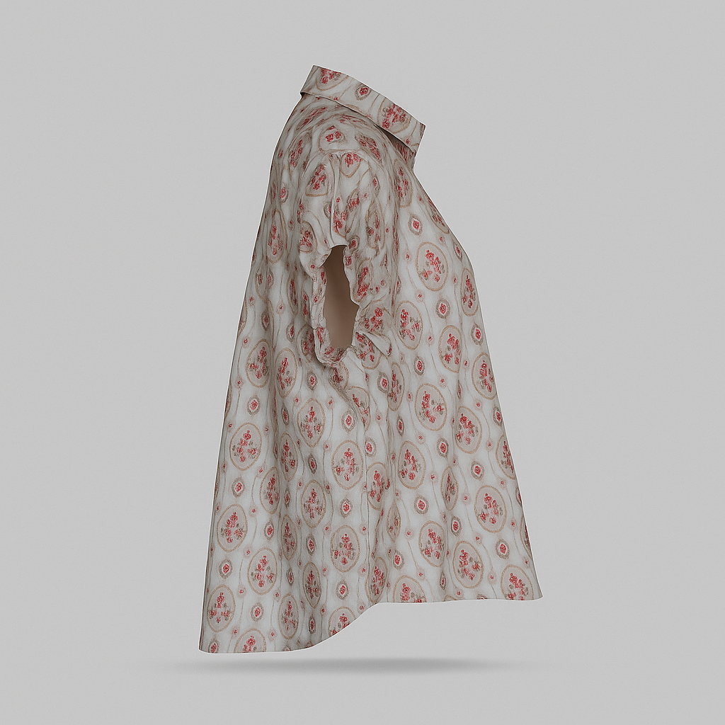 Chemise ample à manches courtes avec motif floral traditionnel